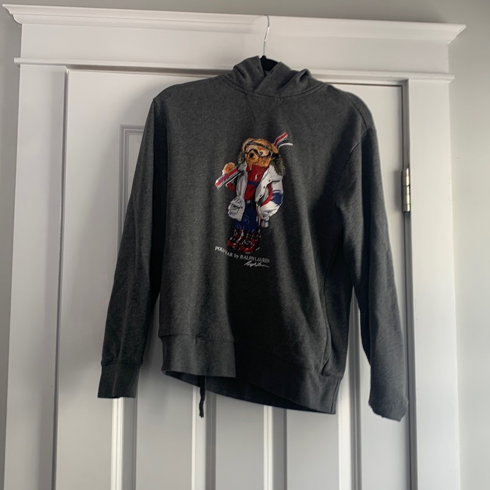 Polo Bear by Ralph Lauren sweatshirt, skiing bear print, size M, no drawstring